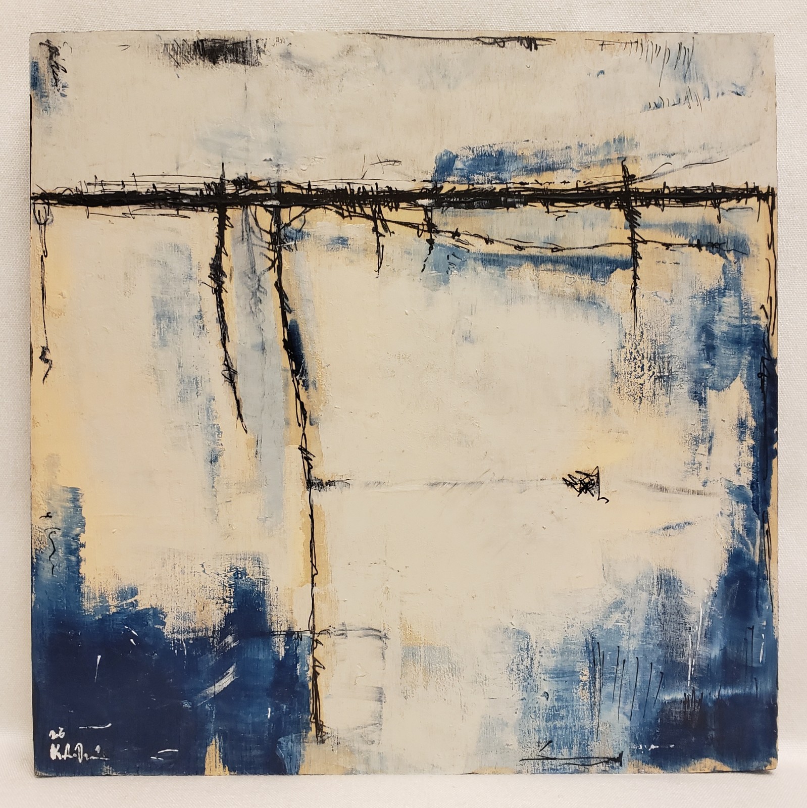 No.671 Original Abstract Modern Minimal Painting On Cradled Pine By K.ADavis