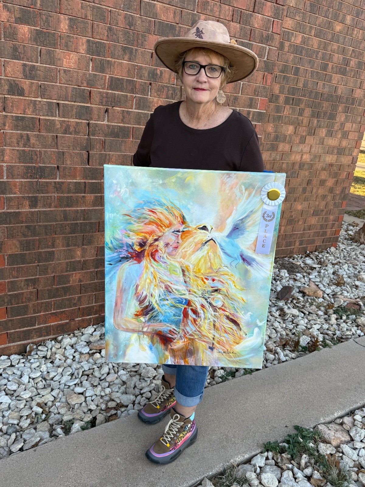 Hummingbird 16″x12″ Abstract Expressionsim Floral Original Design Home Art
