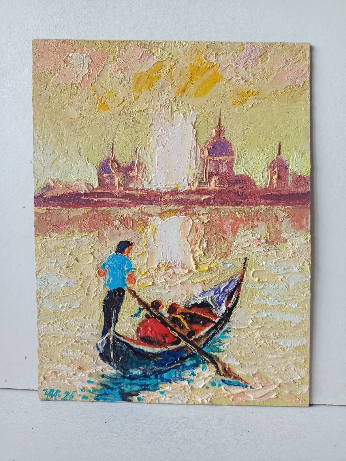 Venice Impasto Painting Original Art Impression Oil Painting 7.8 x 6 in