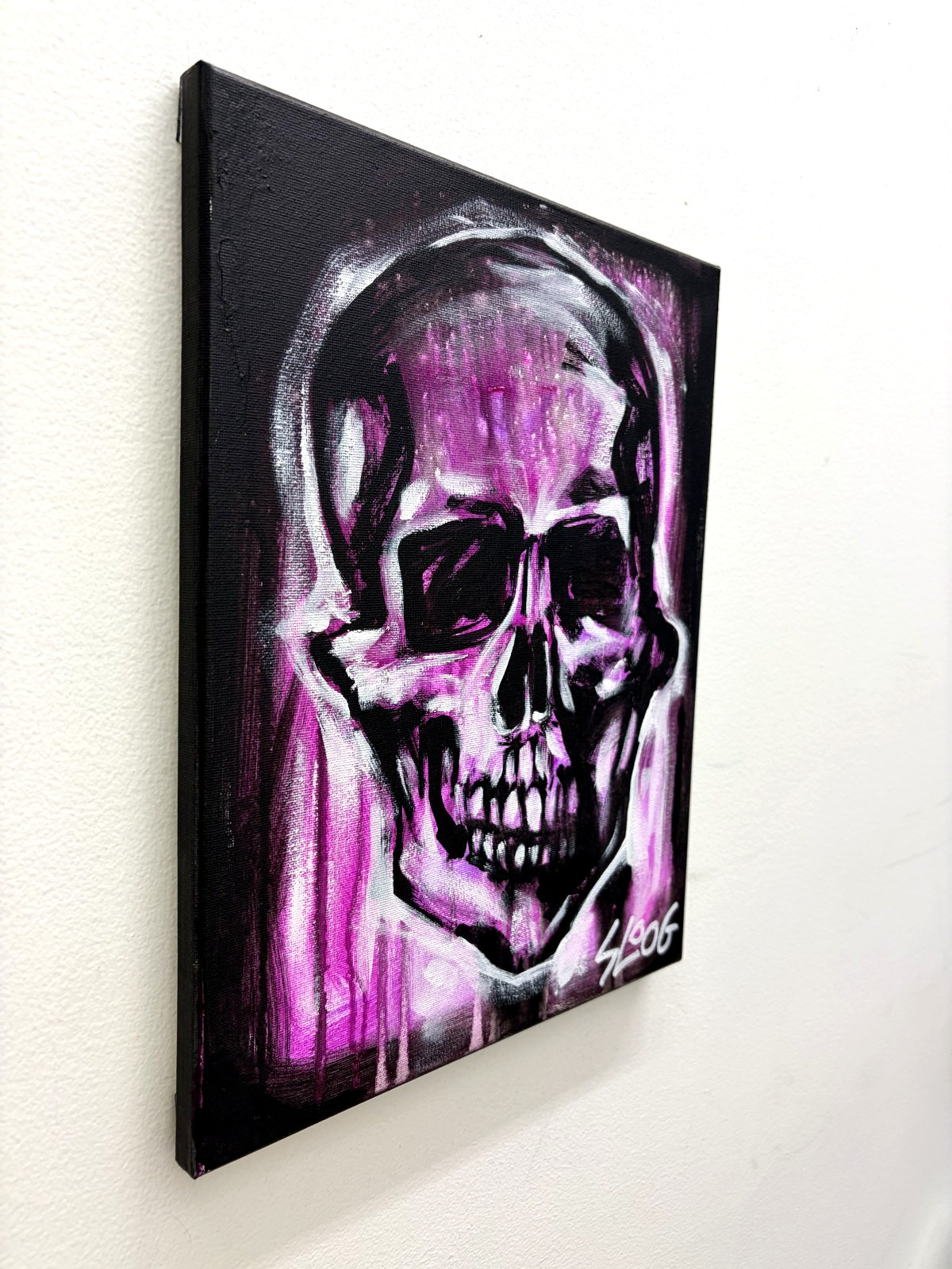 SLOOG Original Art Expressionism Eerie Punk Goth Painting on Canvas 11×14 Skull
