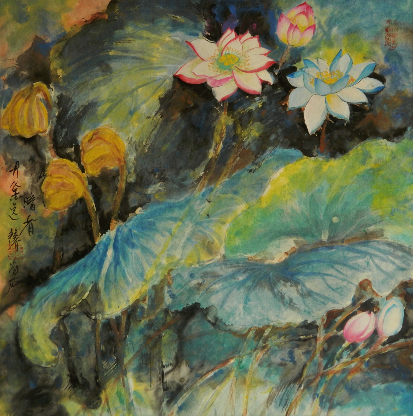 Fine Art, signed original Chnese Brush painting, unframed «After the Rain»