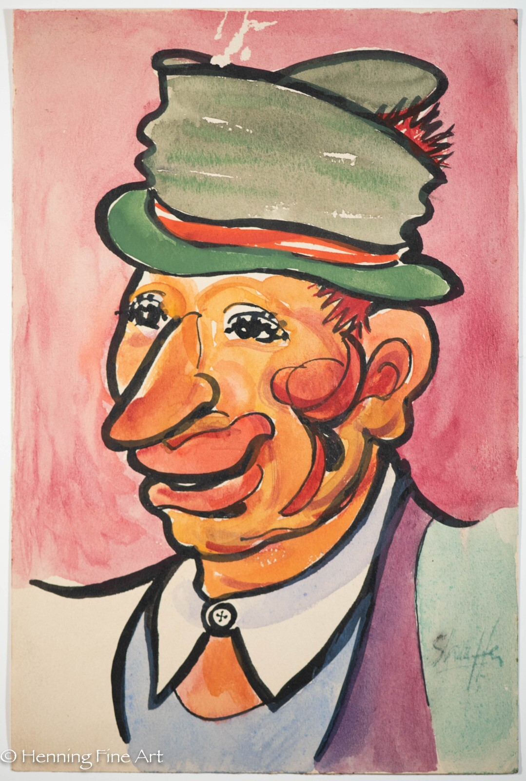 Beautiful Vintage Carl Shaffer Impressionist Painting Male Portrait WPA 16