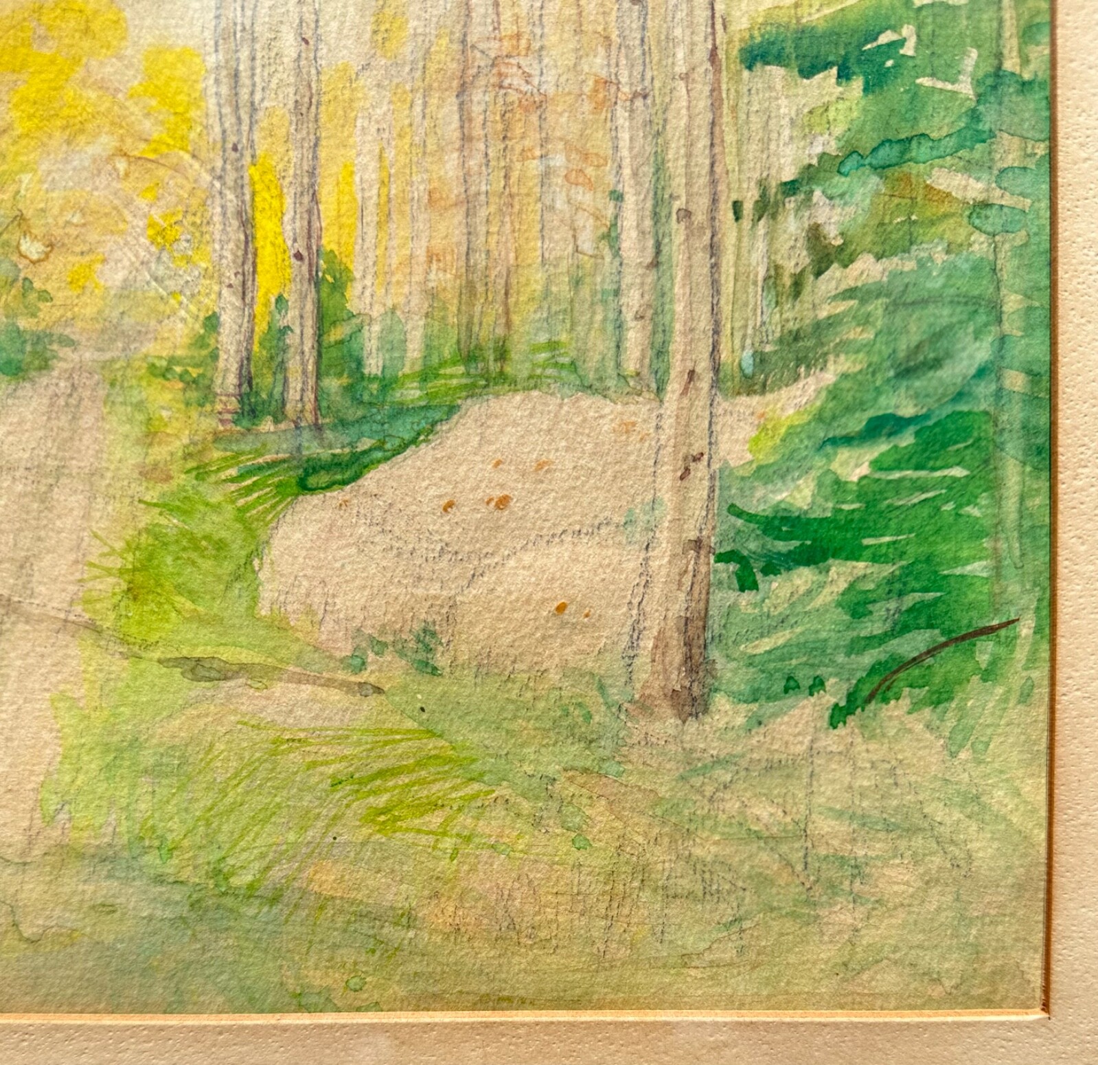 Bert G. Phillips (1868–1956) Watercolor Aspen Forest Path Scene Painting