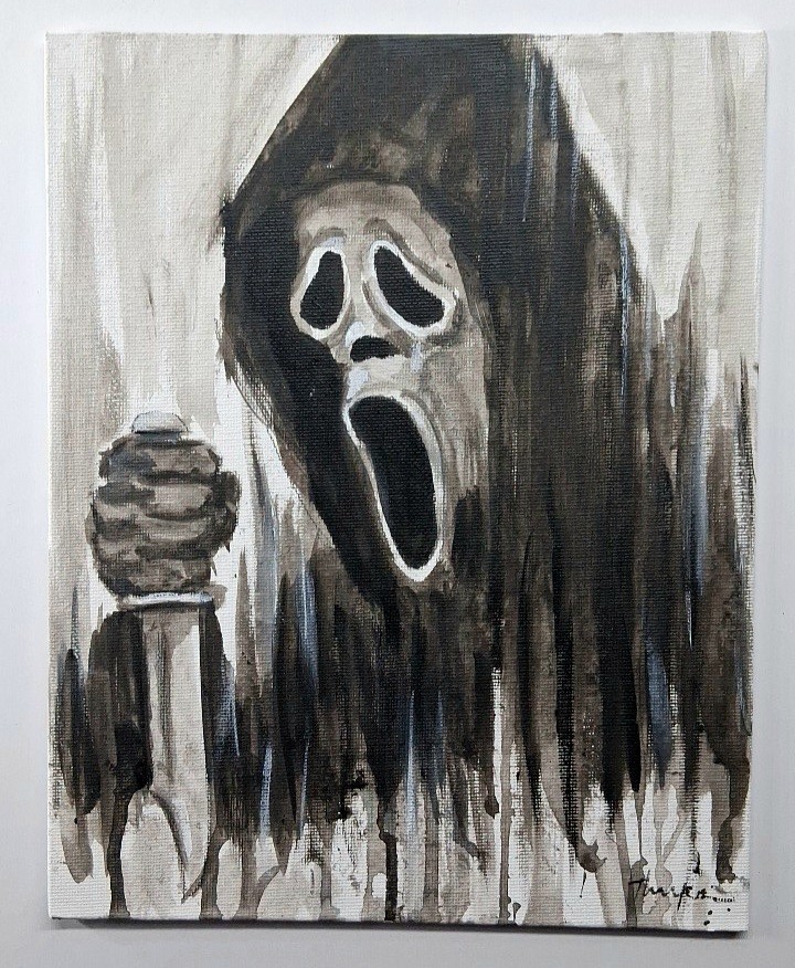 Original Ghostface Painting Thayer Art Signed OOAK SCREAM Horror Scary Movie