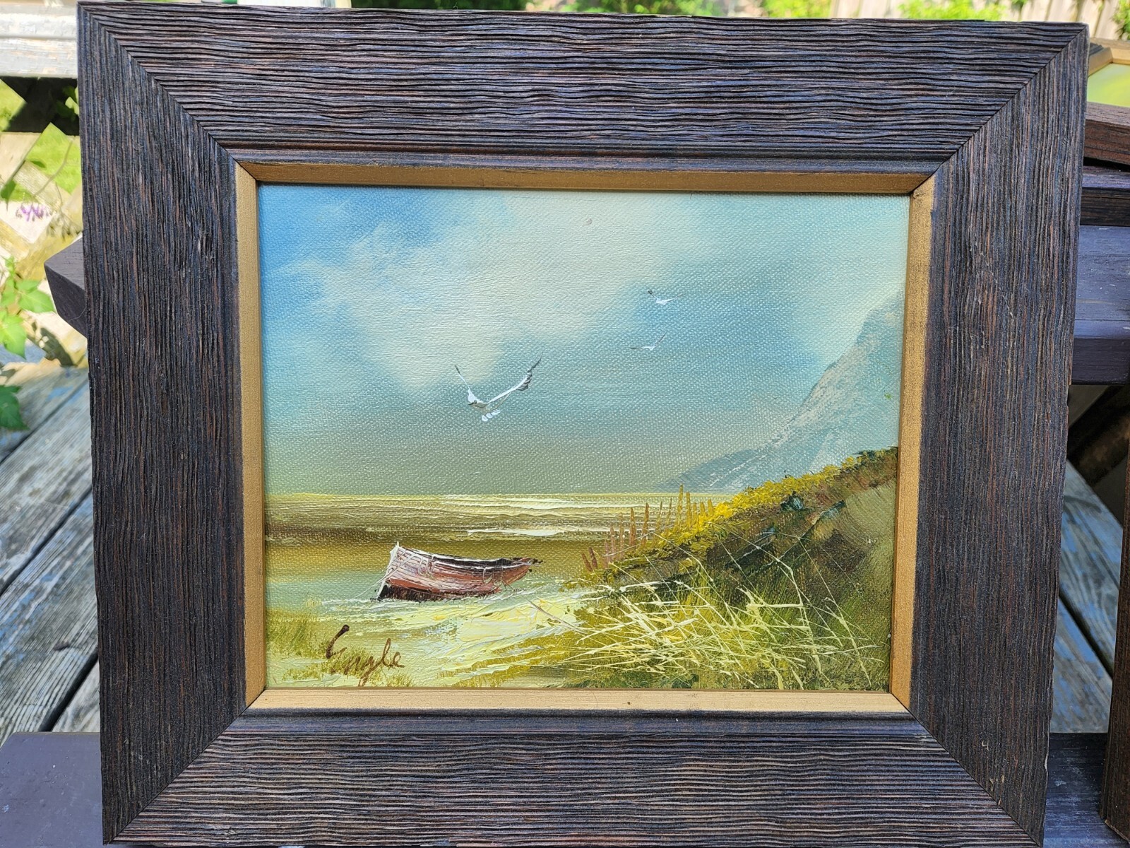 Engel 10” X 8” oil painting of sea shore Canvas on Panel Board