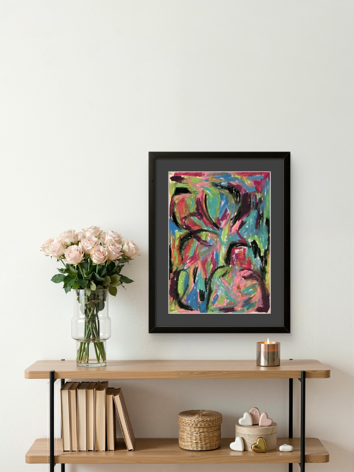 Original Expressionism Abstract Bright Cute Modern Pop Art 11×14 on Paper