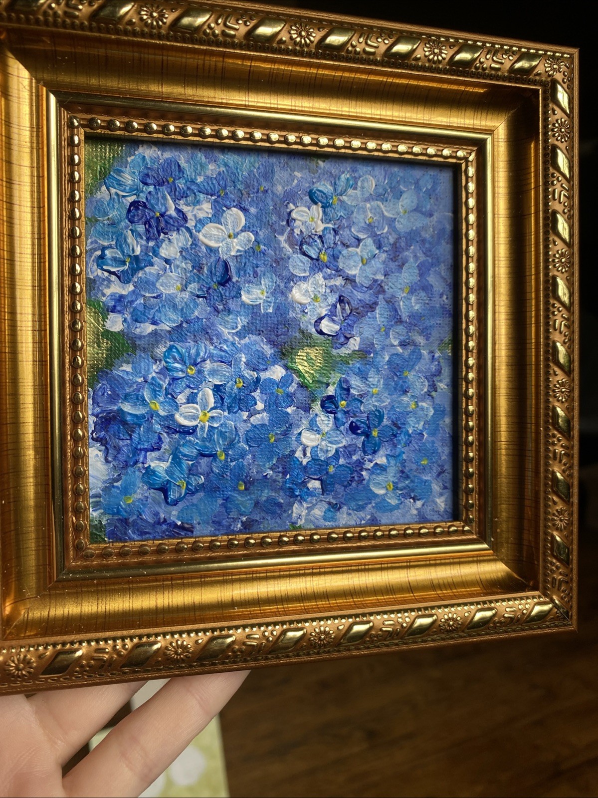 Hydrangea ,abstract Flower,Original Acrylic Painting On Canvas Panel,4/4 Framed