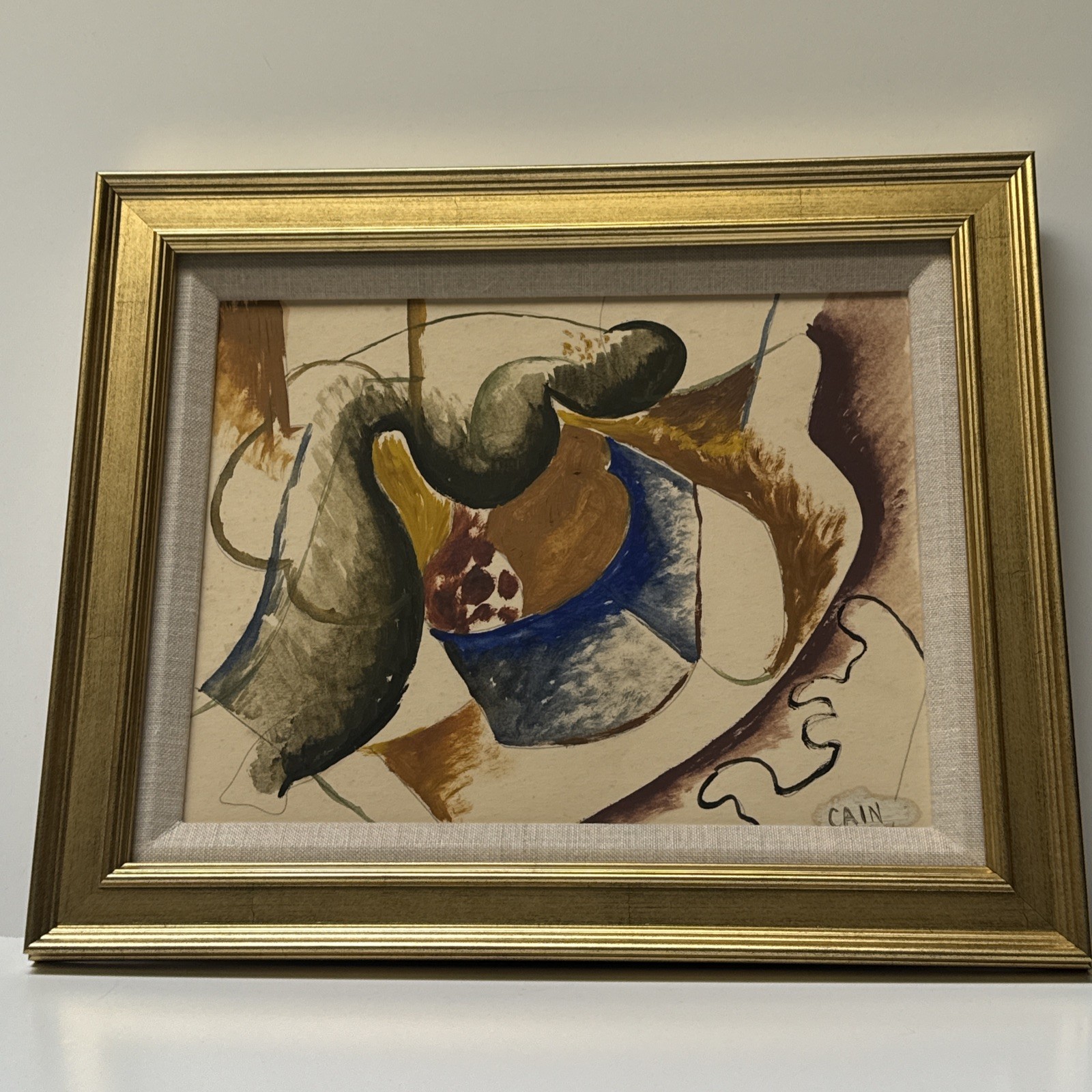 Jo Cain Painting Antique 1930’s Cubist Cubism Modernism Abstract Oil Small Gem