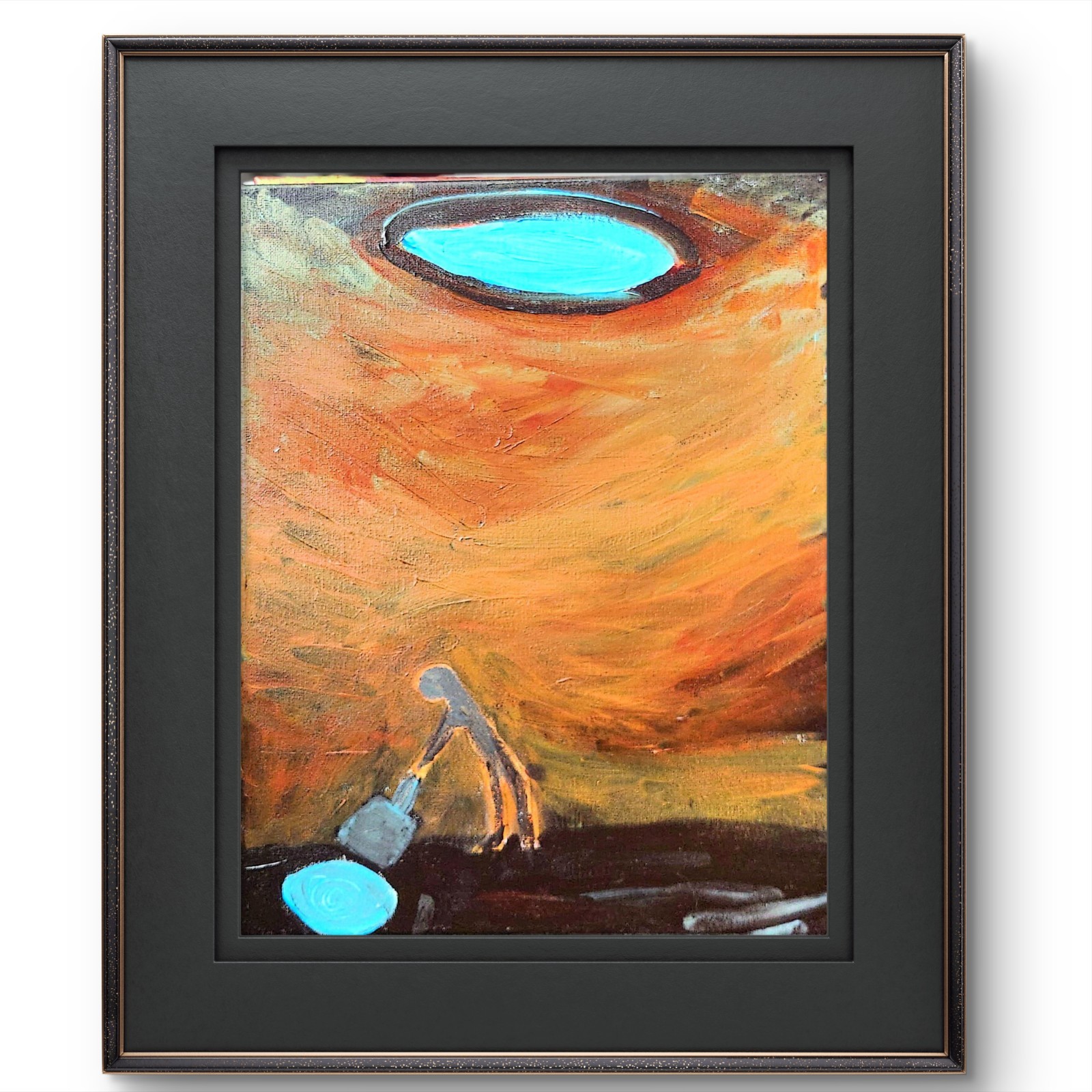 Figure in Pit Glowing Light Original Art Acrylic On Canvas 11×14