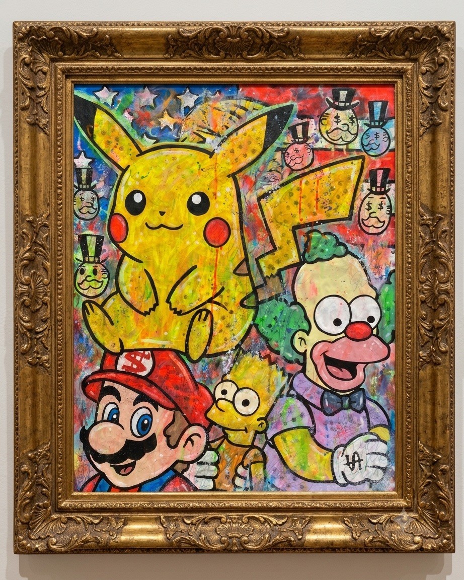 WILL STREET original painting 24×30/ Pokémon super Mario the Simpsons banksy pop