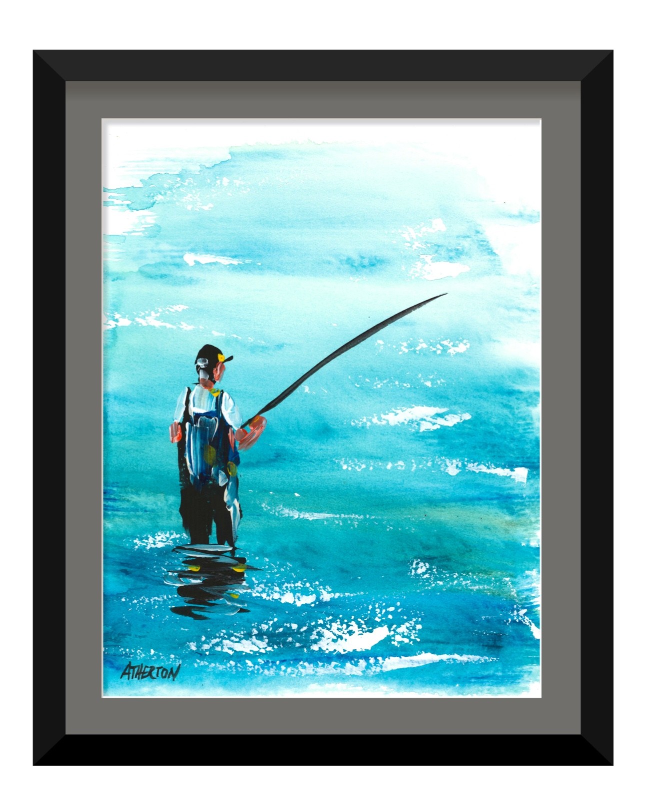 9×12 Original Fly Fishing River Painting Art Acrylic Father’s Day Fisherman