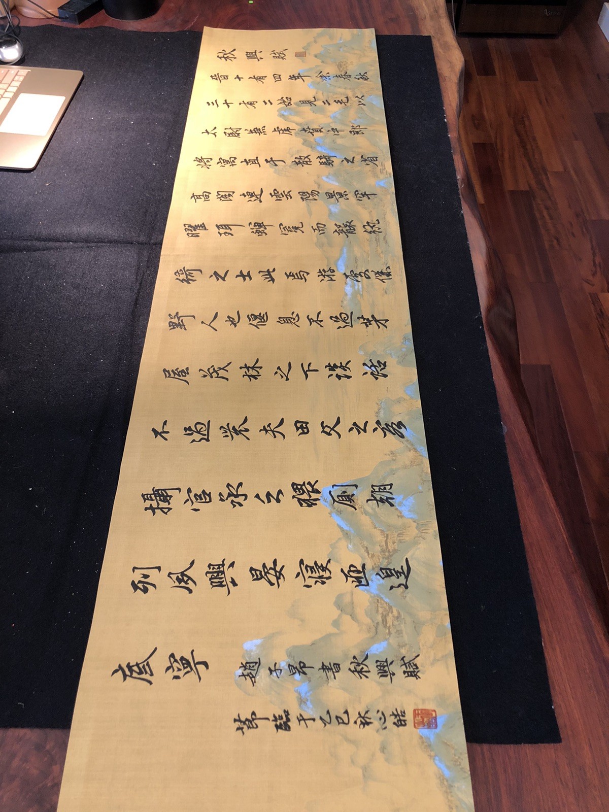 Unframed Chinese calligraphy Part Of Autumn Poem On Long Wax Paper秋興賦2590