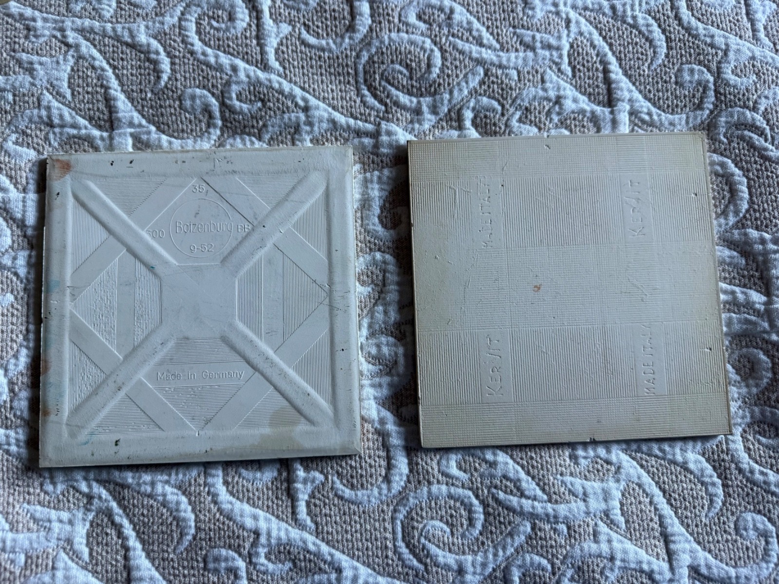 Set of 2 Original ANTONIO DeVITY Hand Oil Painted Tiles Italian Mid Century