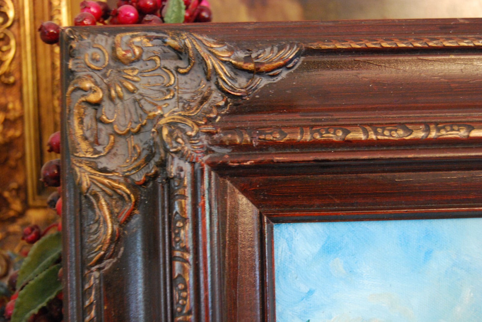 FRAMED ORIGINAL OIL RIVER, PALMS & SKY CUBAN COUNTRY SCENE ARTIST: HECTO VIDAL