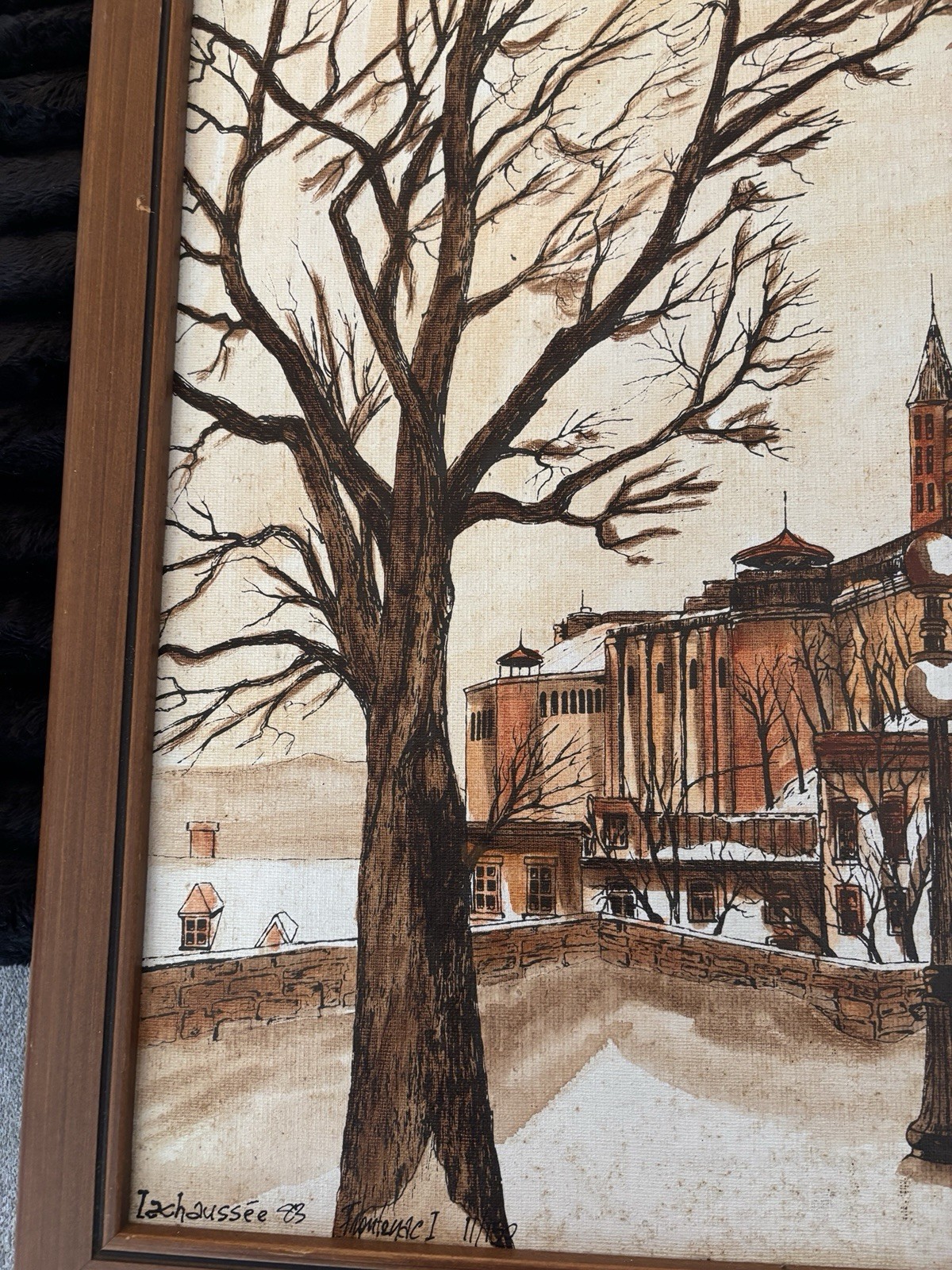 Vintage Chateau Frontenac Framed Art Quebec City Canada-Lachaussee
