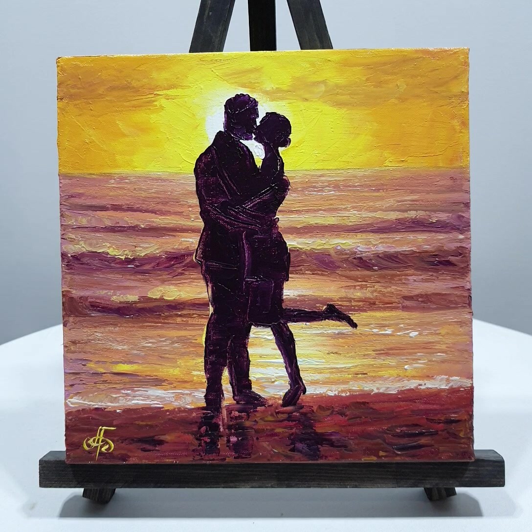 Ukraine Artist Twilight Romance Duet Original Oil Painting Gift Wall Art Decor