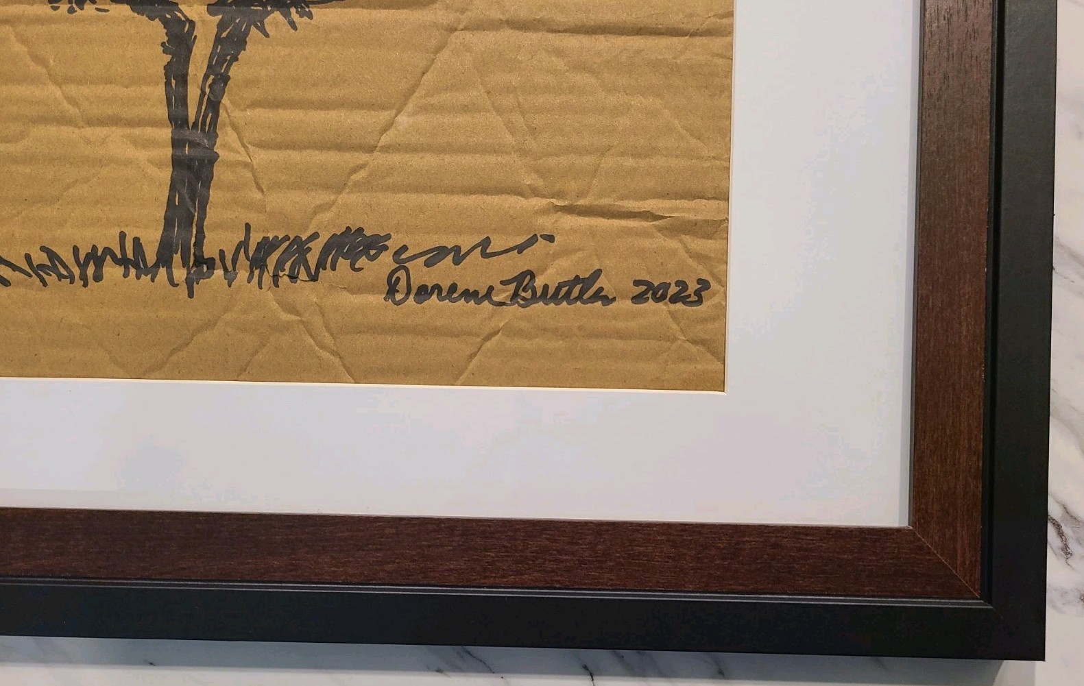 Florida Palm Clearing Original Sketch 8″x10″On Cardboard Framed & Wall Ready