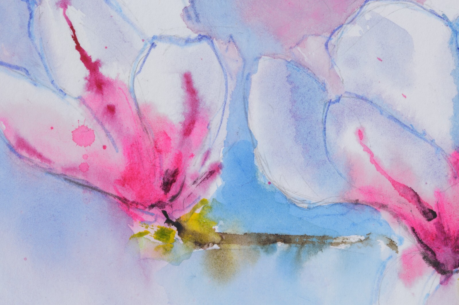 Magnolia Painting Pink Flower Original Watercolor Japanese Painting Sakura Wall