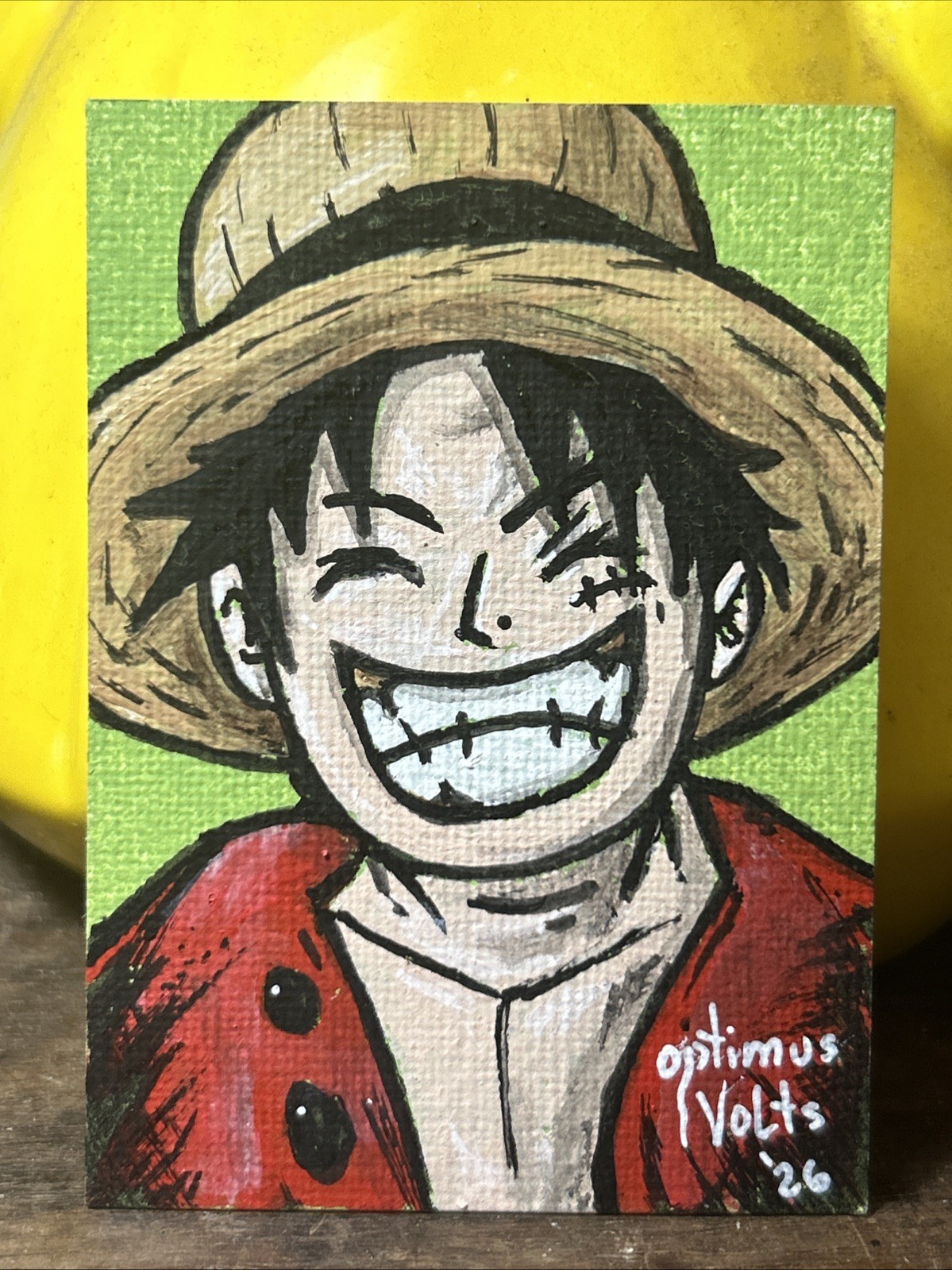 ACEO Original Painting Monkey D Luffy One Piece – 2.5in x 3.5in Acrylic