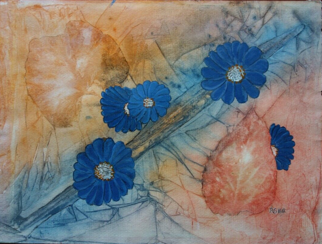 Abstract 11 x 14.5 in Watercolor Floral Painting by PA Artist Robert G. Hill