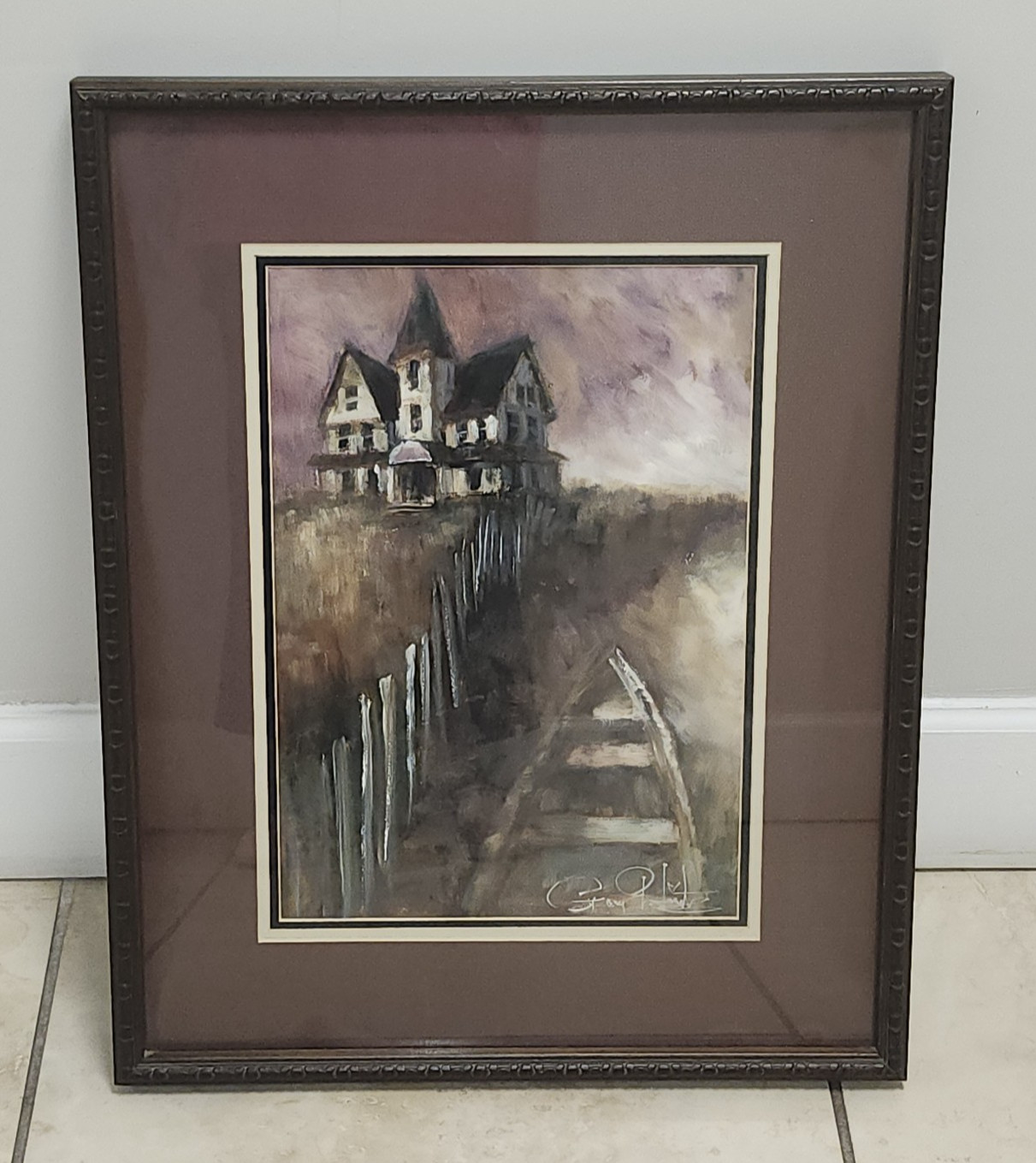The Summer Place Beach House Original Vintage painting GARY HINTE w/certificate