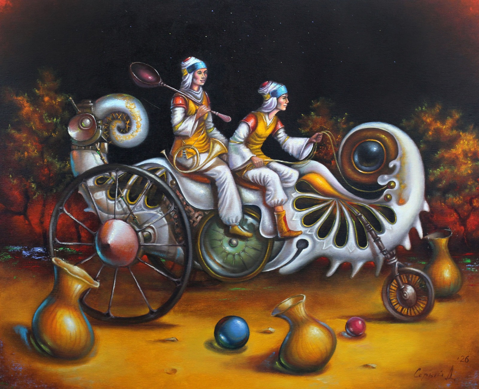 Original Oil Painting Mechanical Worlds Series by Sery Dmitry