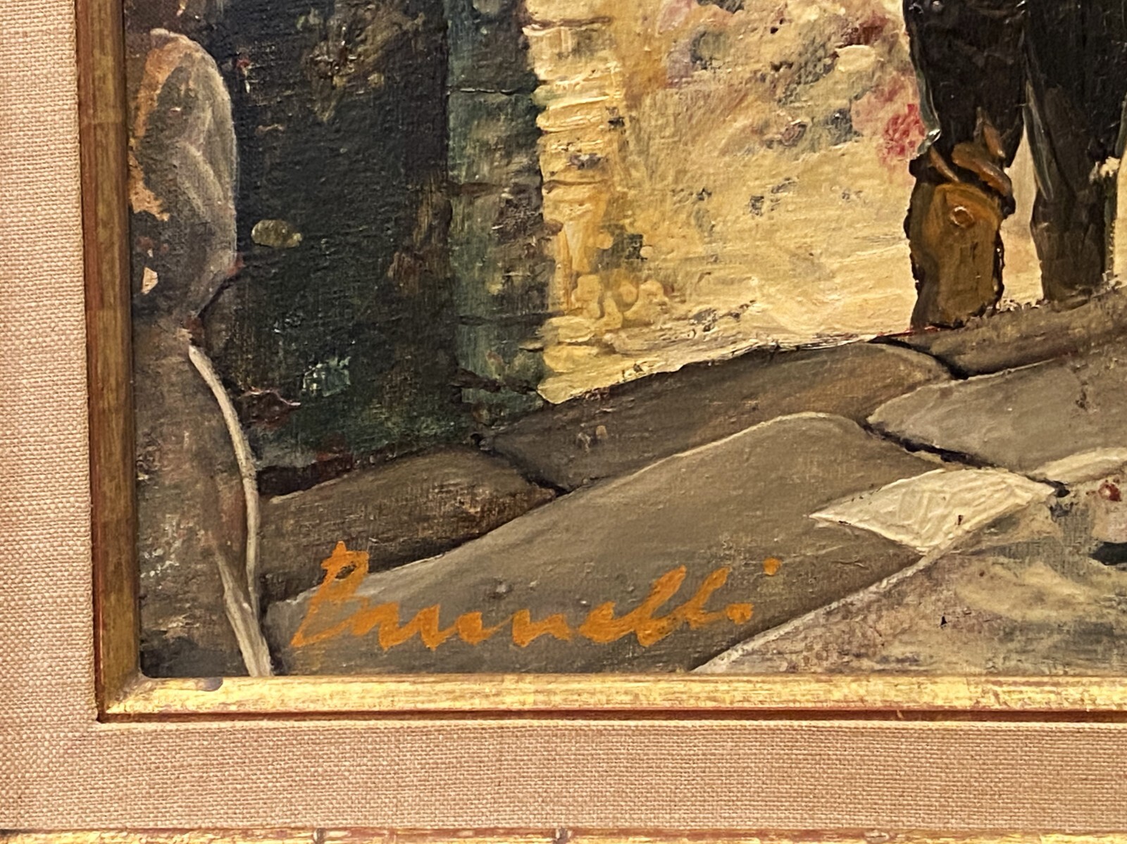 VTG Contemporary European Textured Impressionistic O/C Signed Brunelli, Framed!