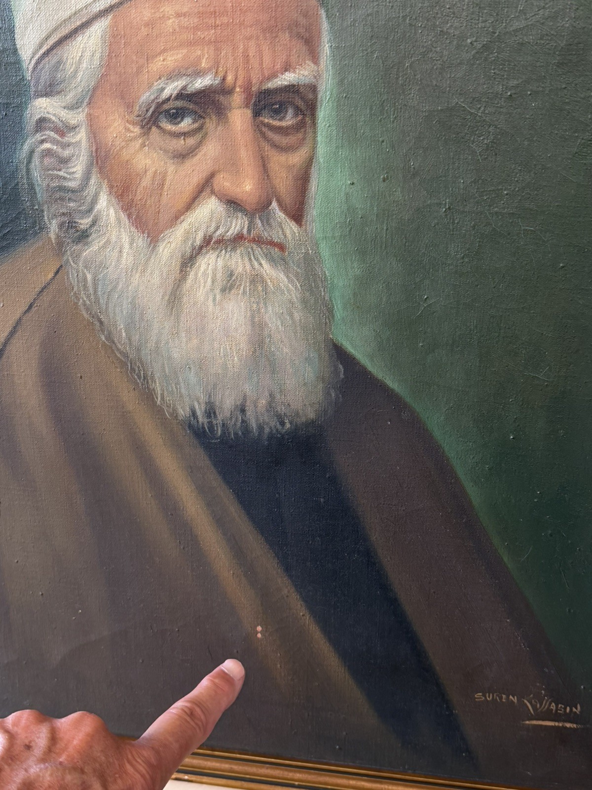 RARE ABDUL BAHA Bahai Oil Painting On Canvas By Suren Kallasin Vintage 1960’s-70