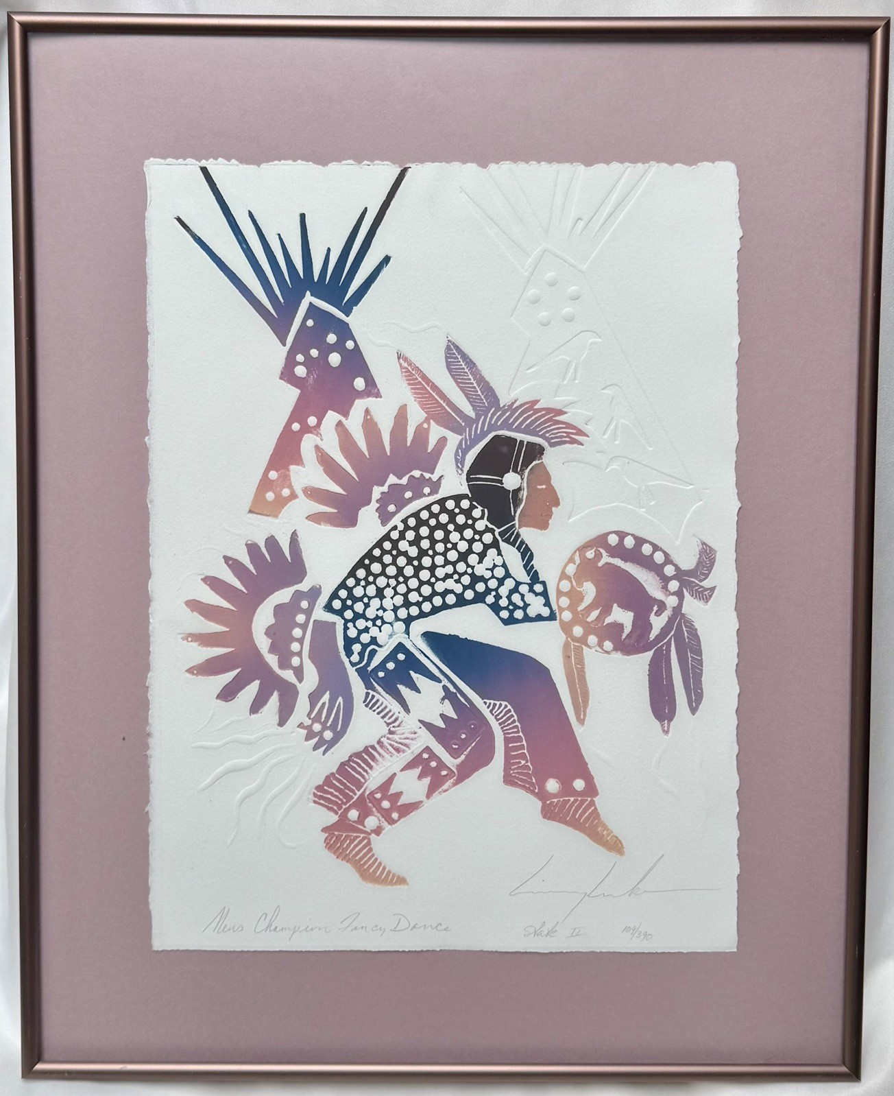 King Kuka Signed Men’s Champion Fancy Dance State II 109/390 Lithograph Framed