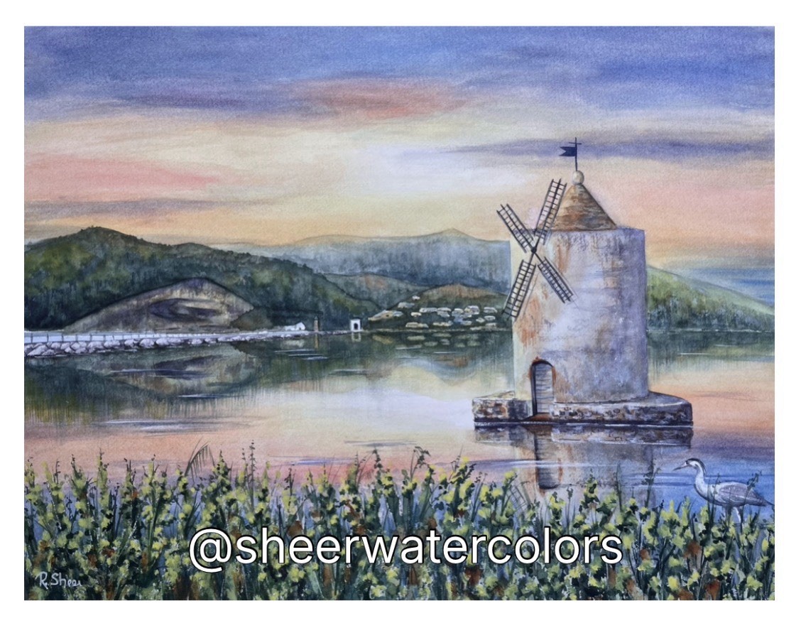 Sheerwatercolors Original Painting Orbetello Italy European Decor Tuscany 16×20