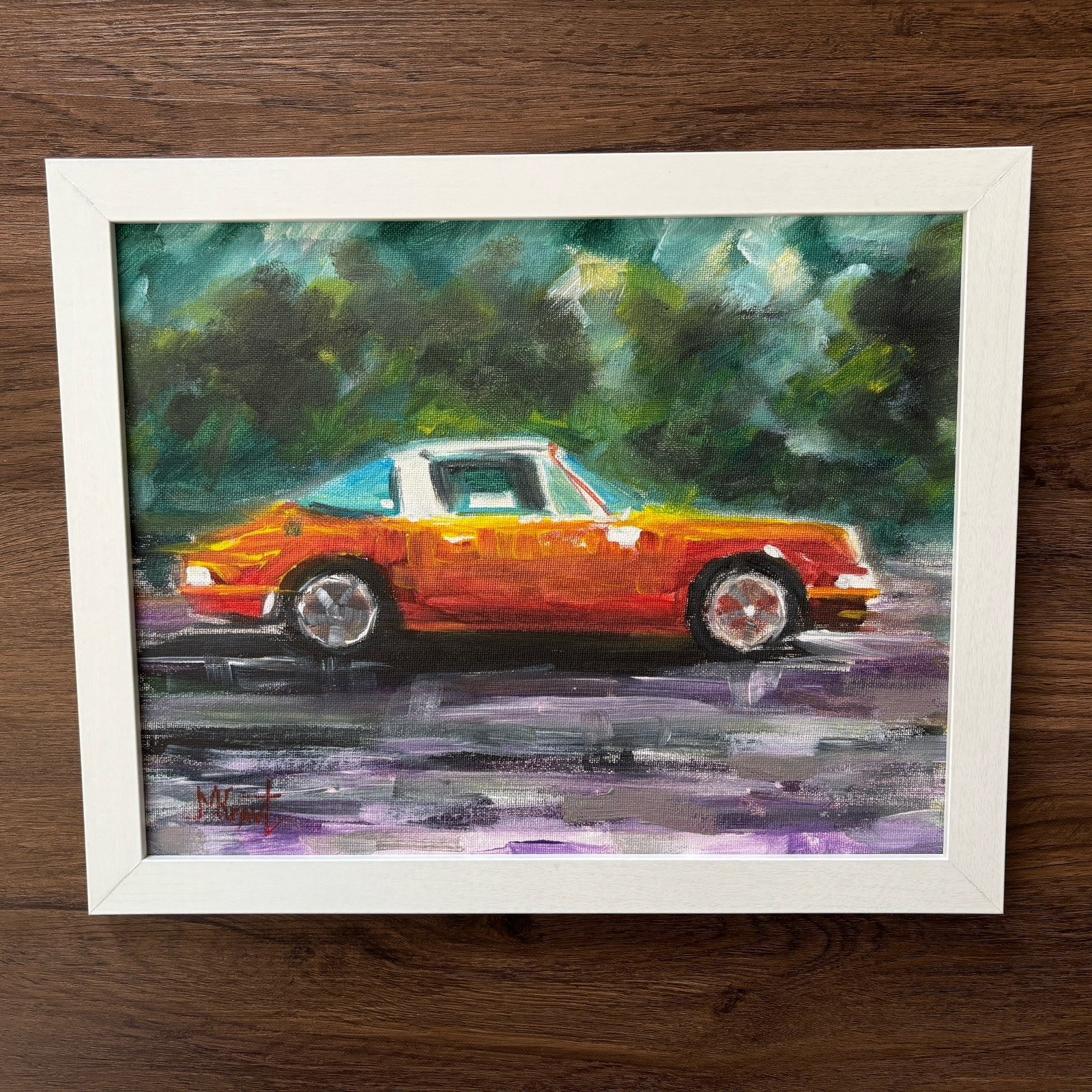 Painting Original Unique Fiery Porsche 911 Carrera Targa Sport Classic Car Frmd