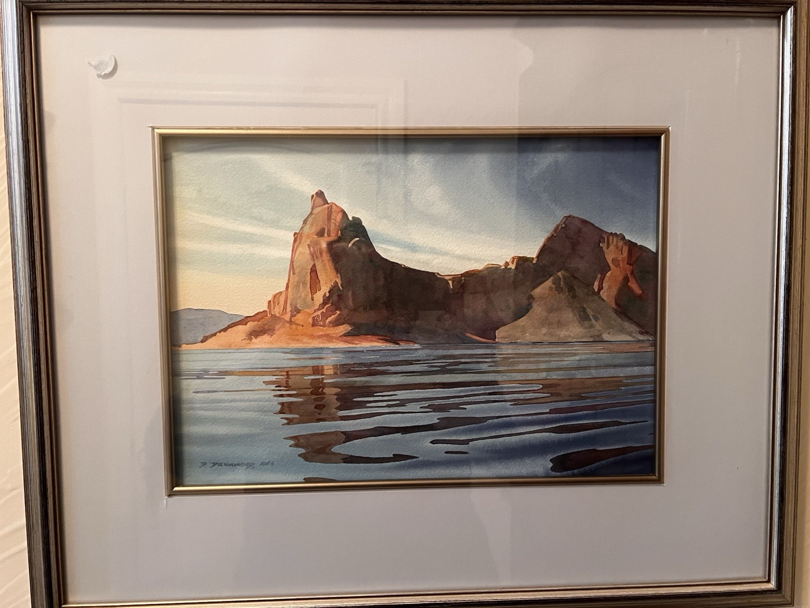 Watercolor, David Drummond, AWS. “Quiet Noon” Framed 21”x18”, ~14X10 W/out Frame