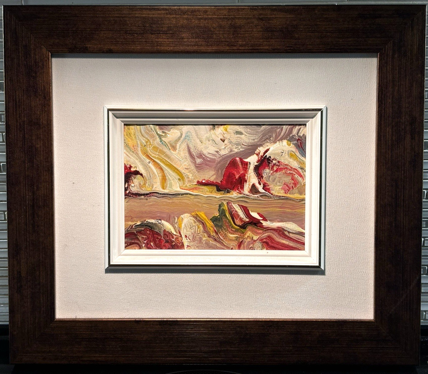 Original Signed Matted Framed French Abstract Painting, Fine Art Decor Gifts
