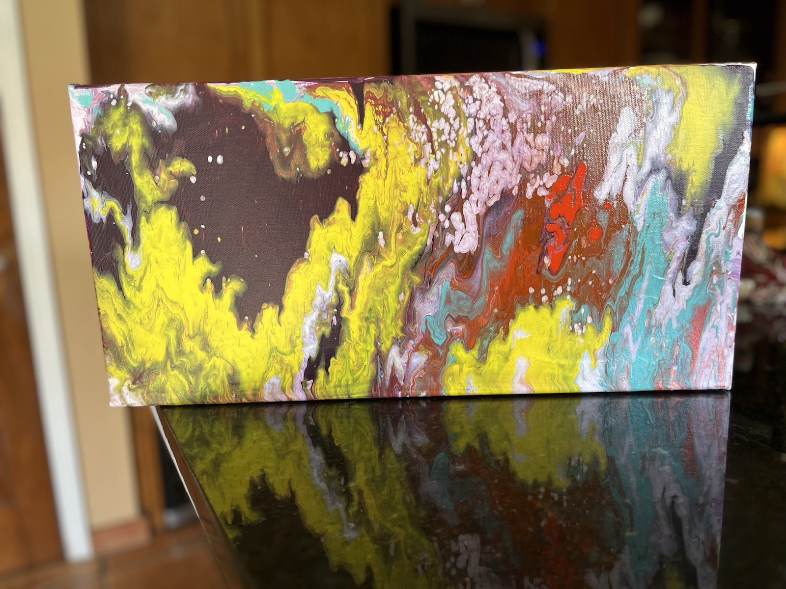 Original Abstract Painting Acrylic on Canvas, 20x10x1.5 Signed OOAK