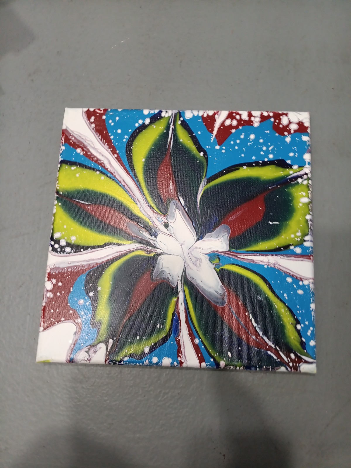 Original Acrylic Pour Painting Abstract Flower Fluid Wall Art Canvas