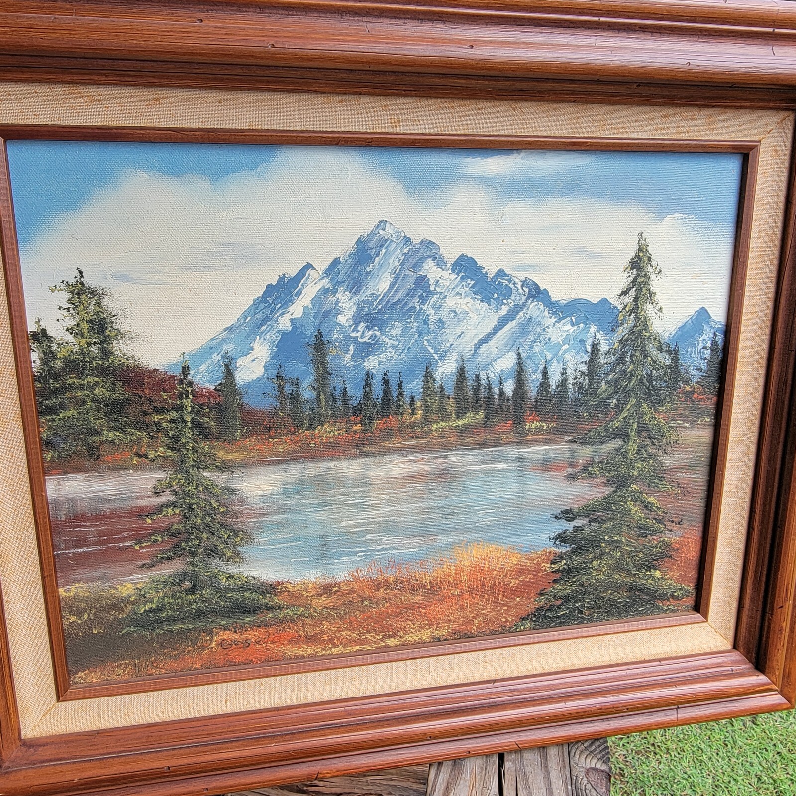 oil on canvas signed «GESEY» ? mountain Lake Scene