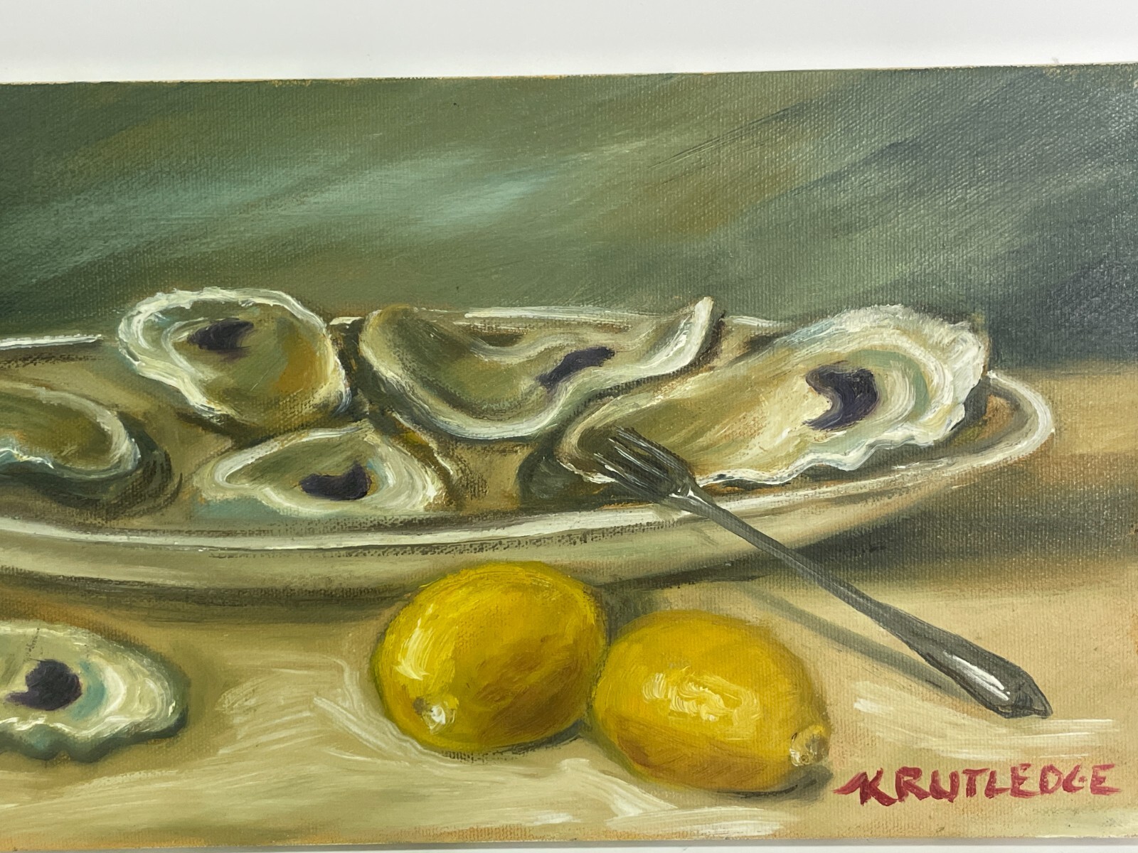 Louisiana Artist Katherine Rutledge Original Oil Painting Oyster Platter