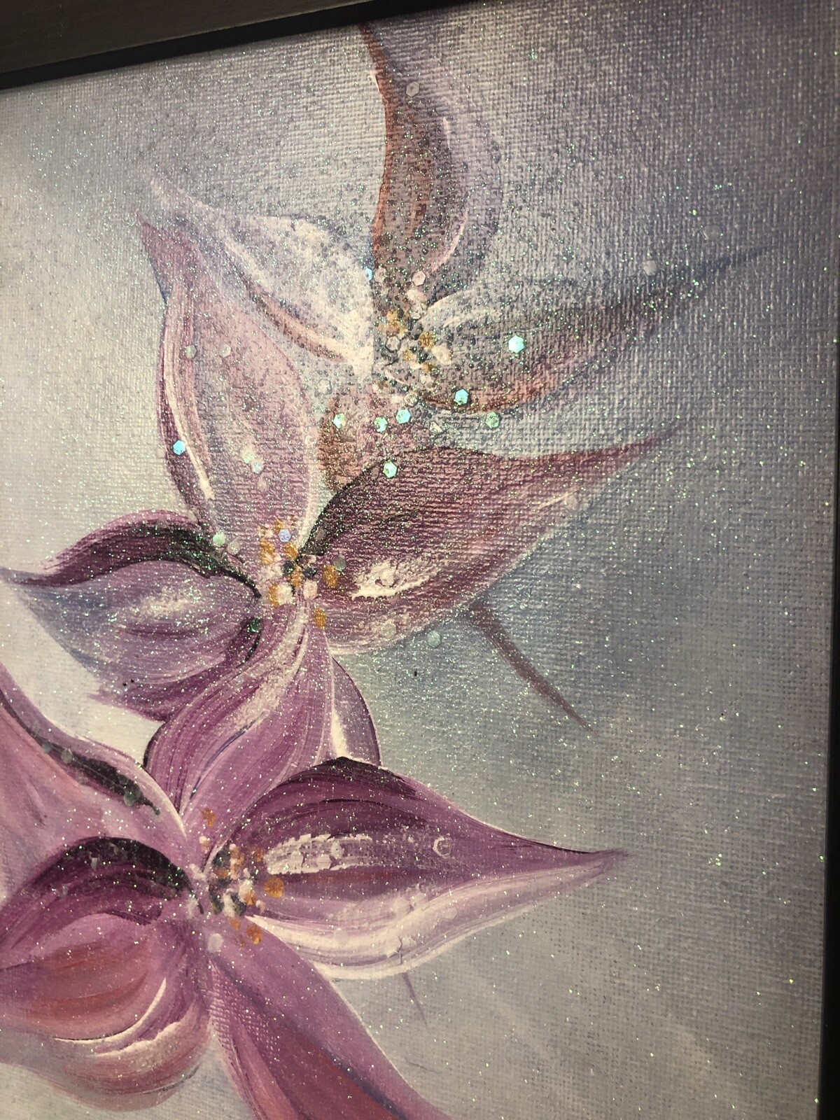 ‘Diamond Dust’, Acrylic On Canvas Floral Abstract Painting, 10”x8”