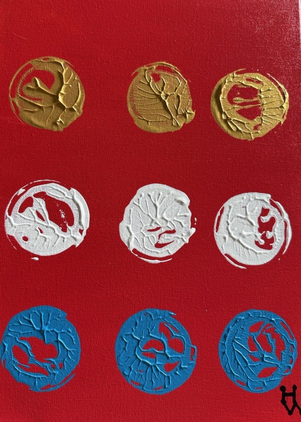 Spheres III – abstract acrylic on canvas – 14” x 11” – Harlan Whatley