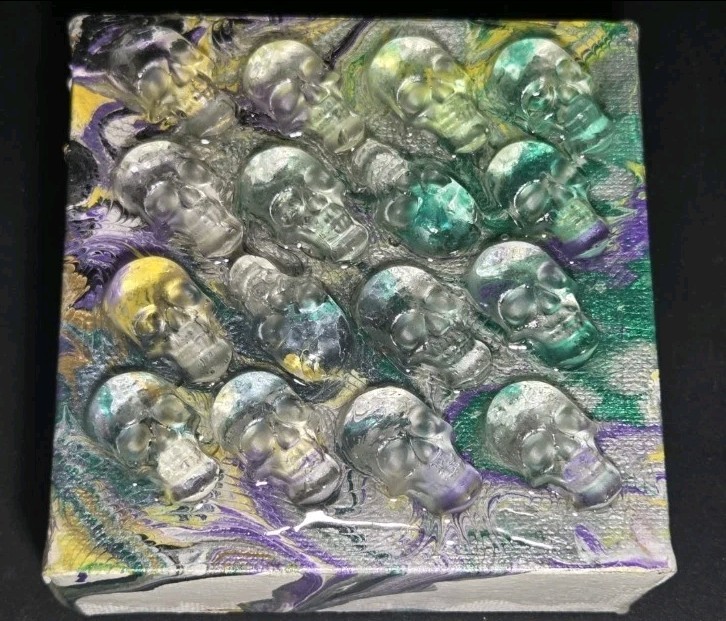Acrylic Painting Resin Coated + Skulls 4x4x1.5″ USA Artist Direct (Skull Art)