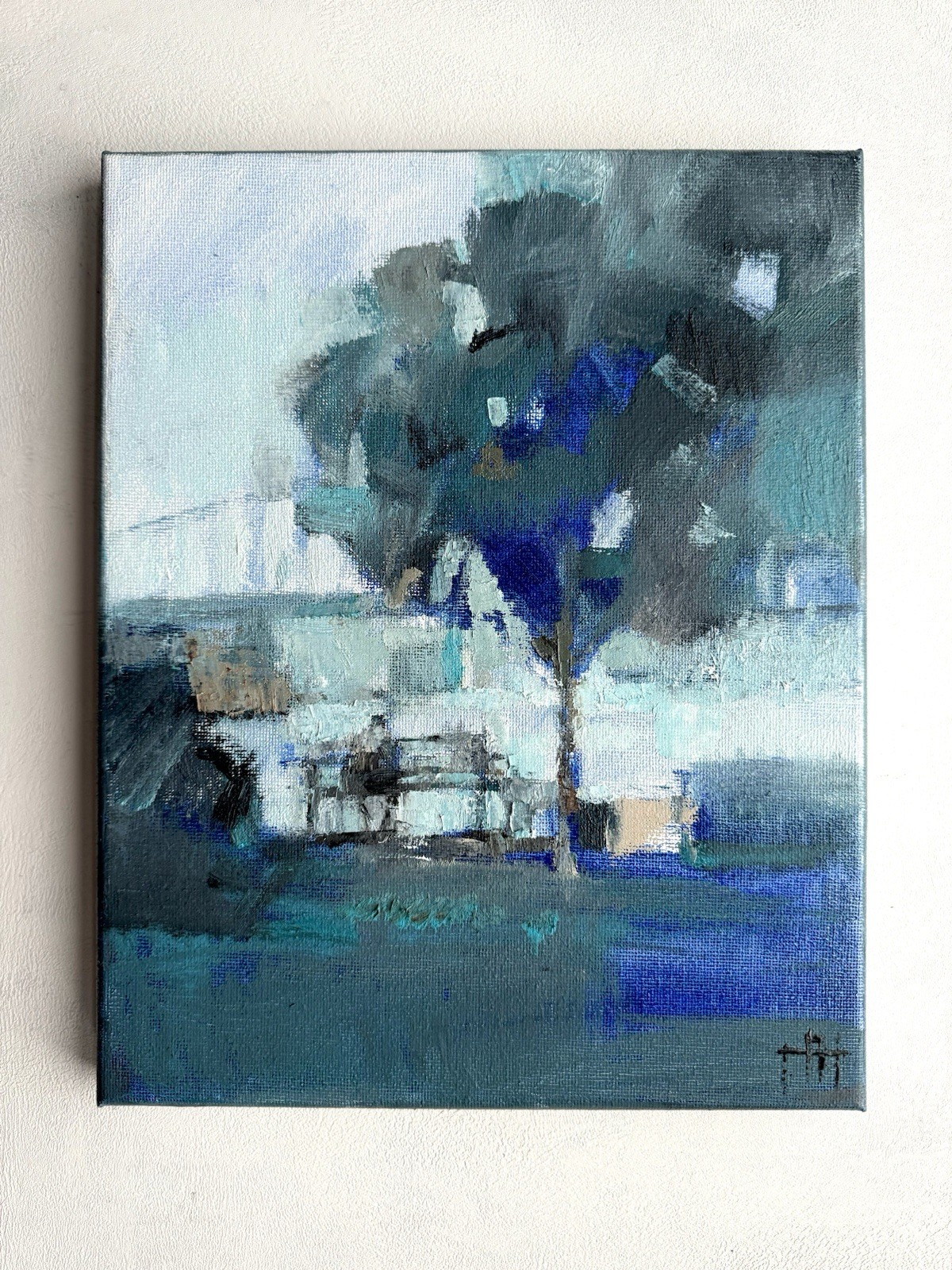 Under The Tree 8×10 Oil Painting on Canvas Urban Landscape Scene Fine Art