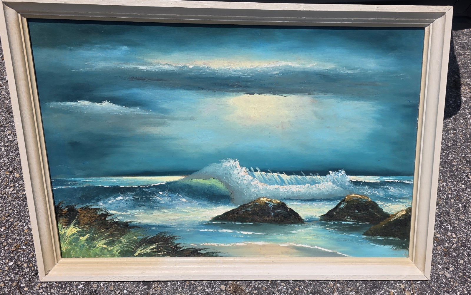 Hezekiah Baker (1940-2007) Original Seascape, Member Florida Highwaymen Large