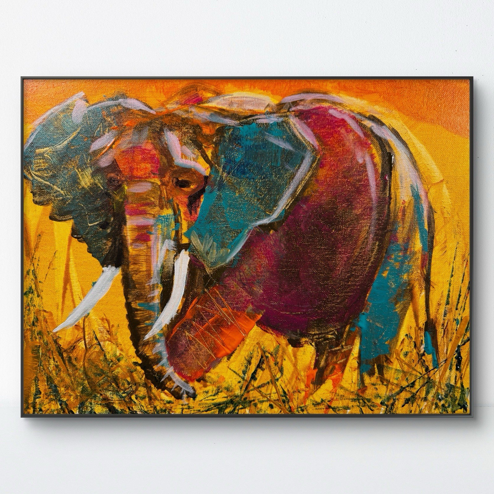 SAMATOWIC Original Abstract Elephant 11×14 Handmade Signed Fine Art 288