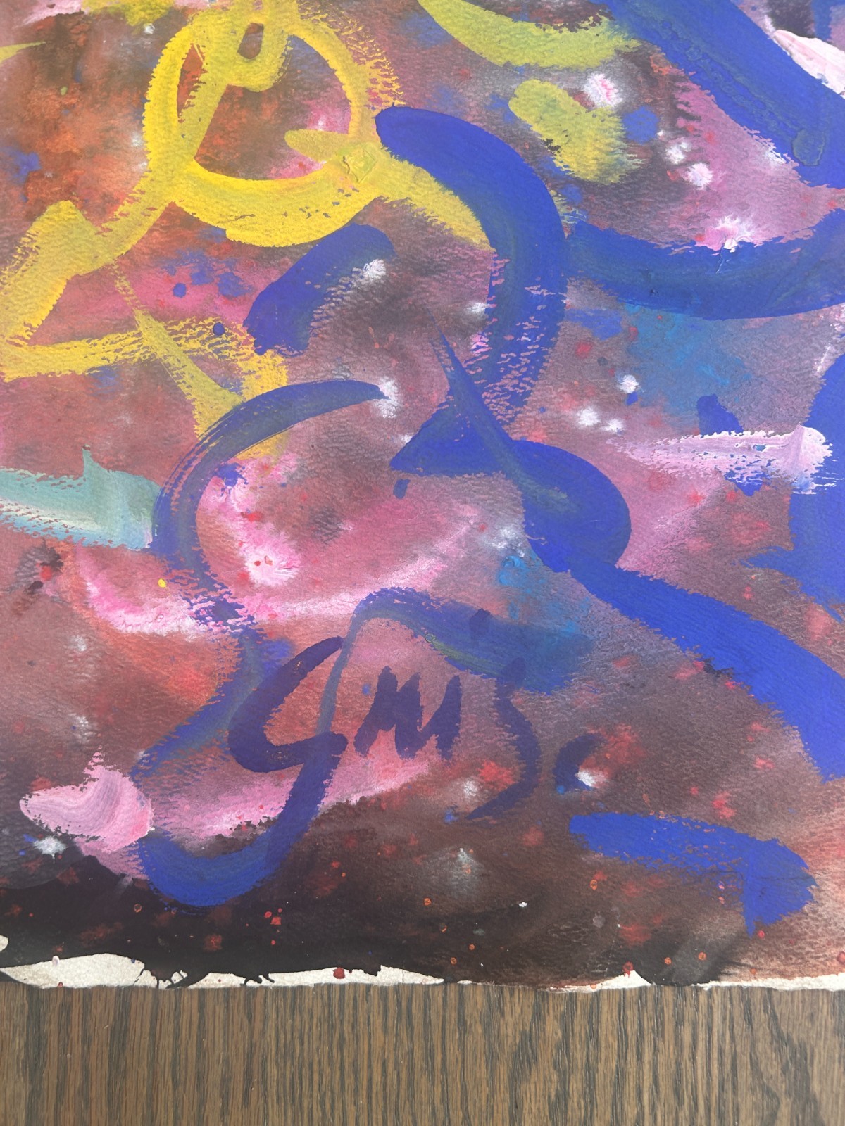 HENDRIK GRISE Signed Original Abstract Expressionist Painting Mixed Media 1970s