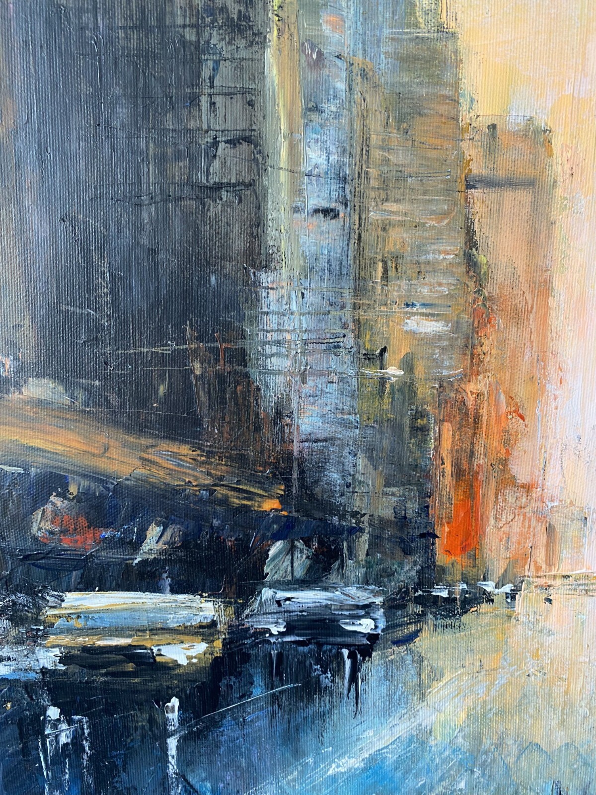 Original Brooklyn Cityscape Painting | Oversized Long Island Canvas Wall Art