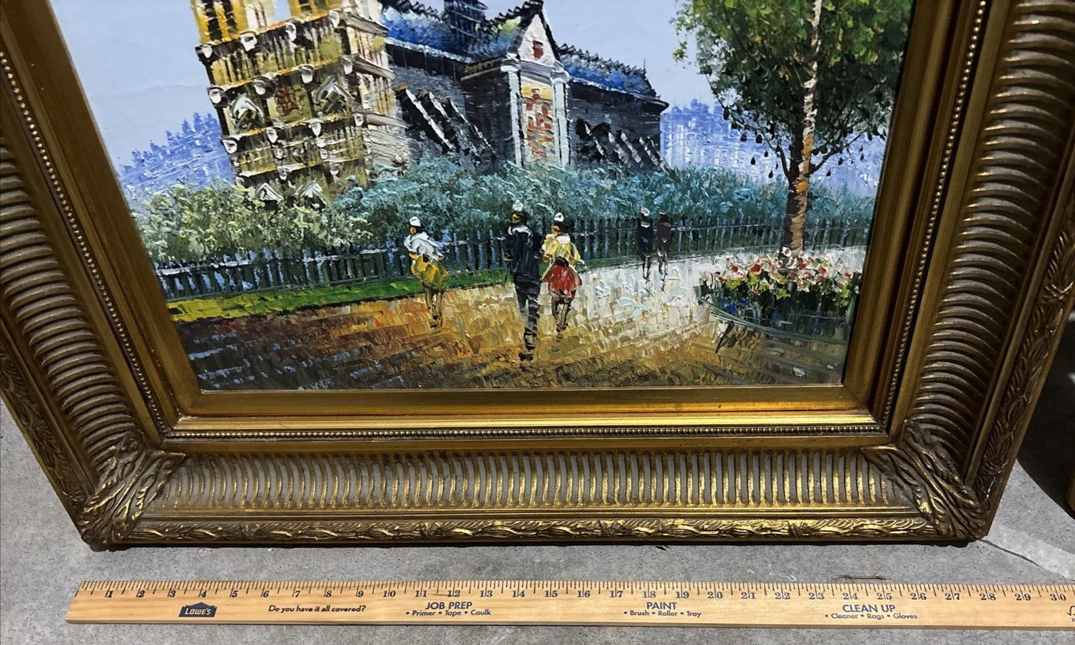 Listed Artist C. Burnett Oil Painting Paris Notre Dame Street Scene Framed 20×16