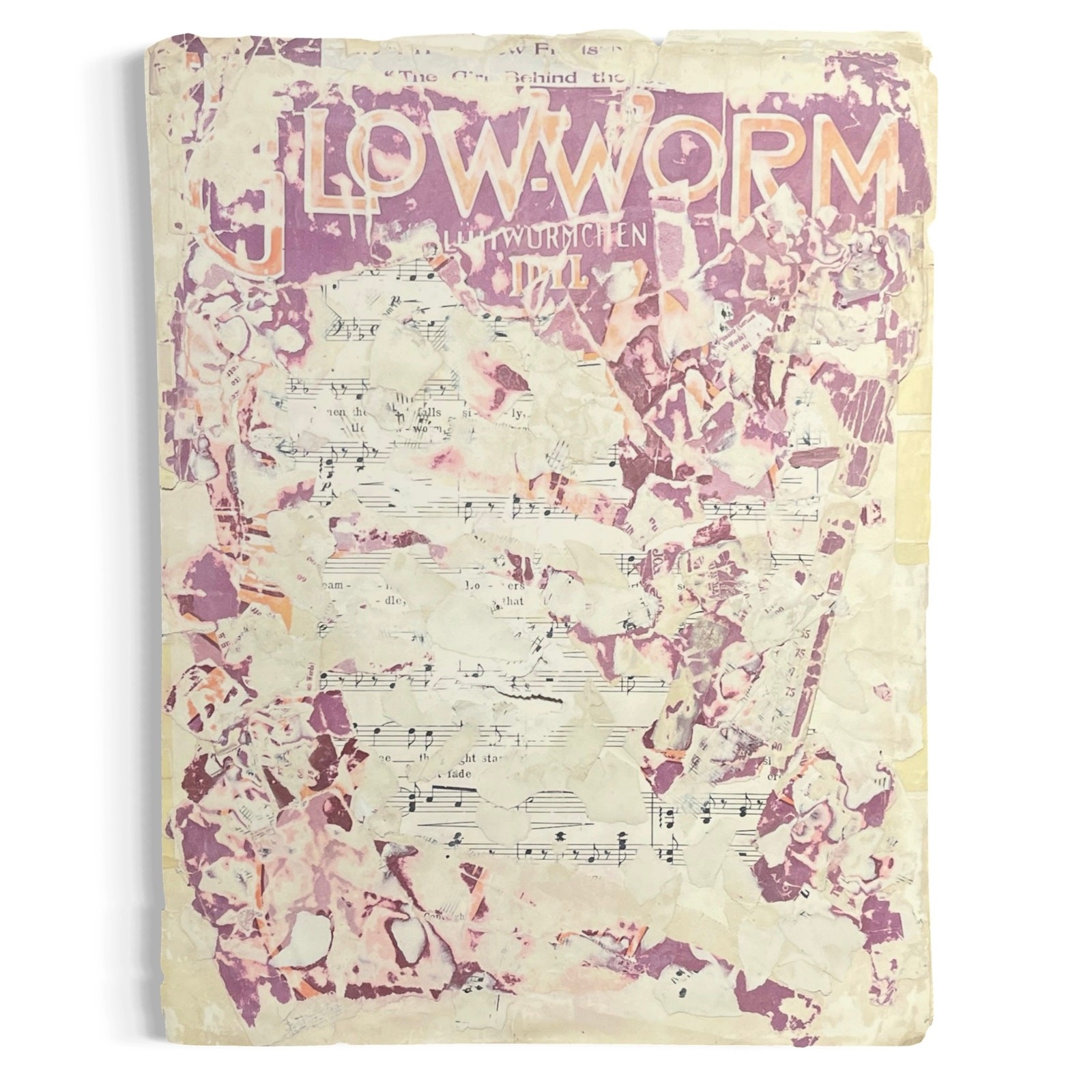 Original Mixed Media Abstract Art Collage 11×14 «1905 Glow-Worm Sheet Music»