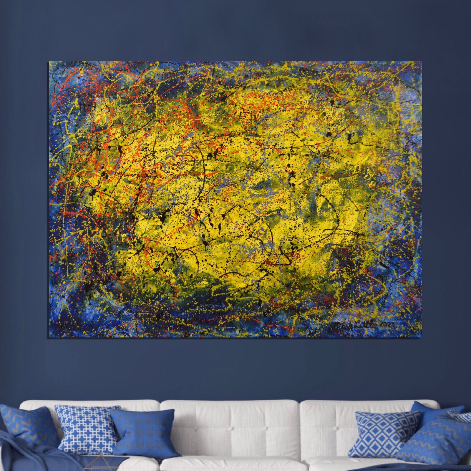 Jackson Pollock style￼ Profession￼al Painting 81” X 62”(6ft 9in)Abstract Modern