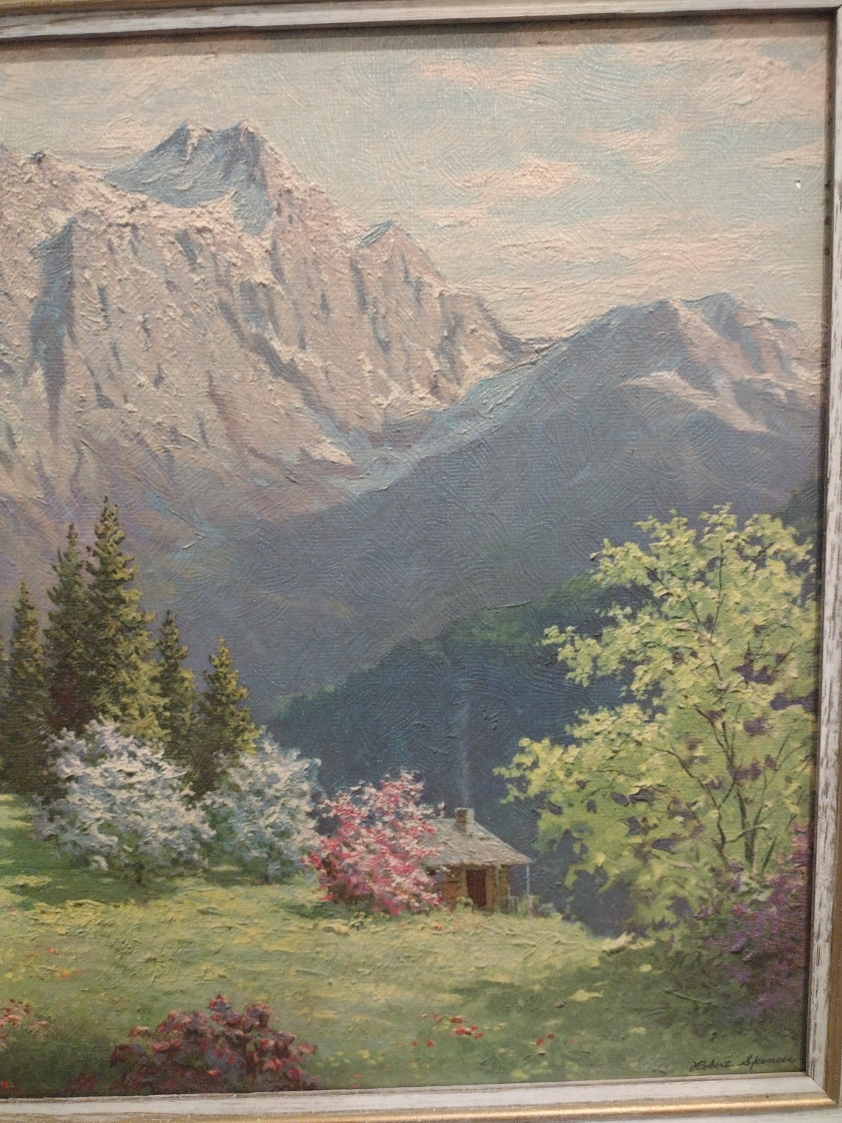 Gorgeous Vintage Signed Robert Spencer Mountain Trees Landscape Painting