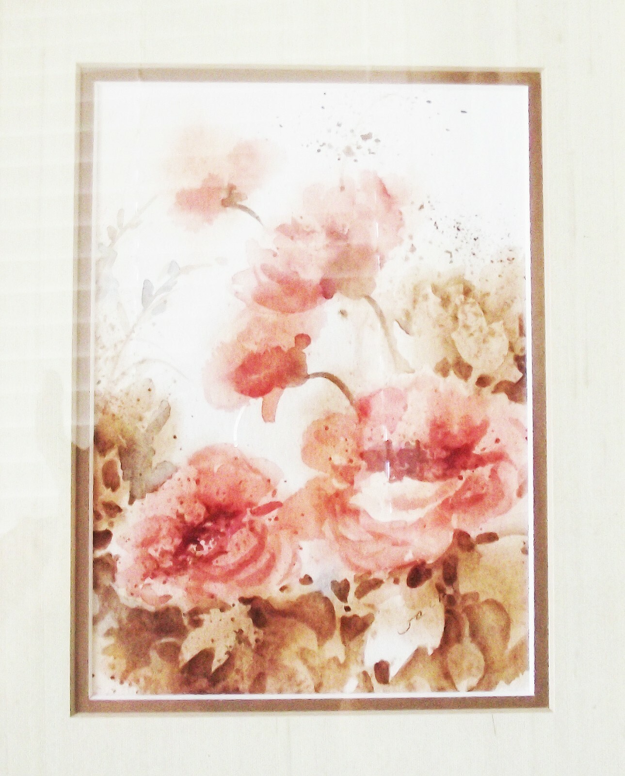 VTG ORIGINAL FLOWERS WATERCOLOR BY JACKL HAND SIGNED GOLD WOOD FRAME 11 X 9.5